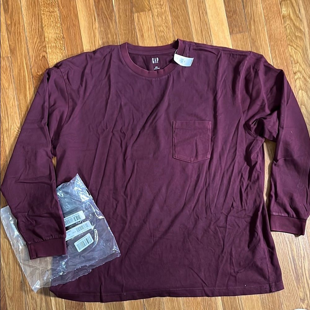 GAP Men’s Burgundy heavyweight Long Sleeve Tee XXL  NWT